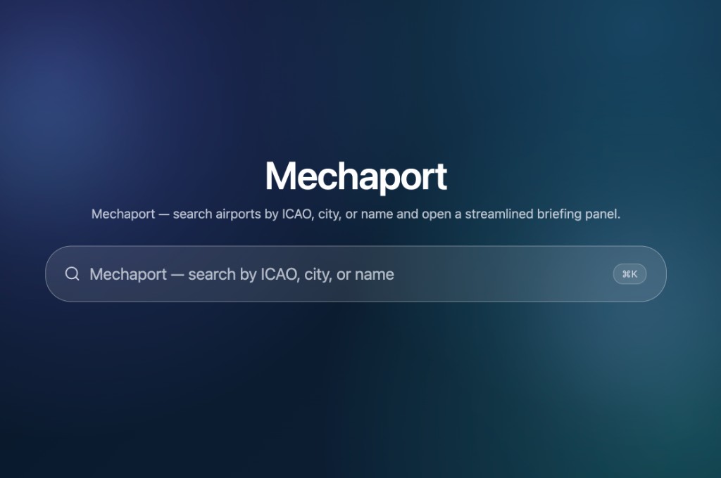 MechaPort briefing dashboard for instrument pilots