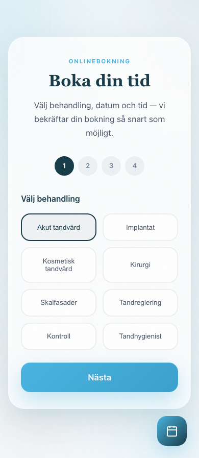Embedded dental online booking — mobile