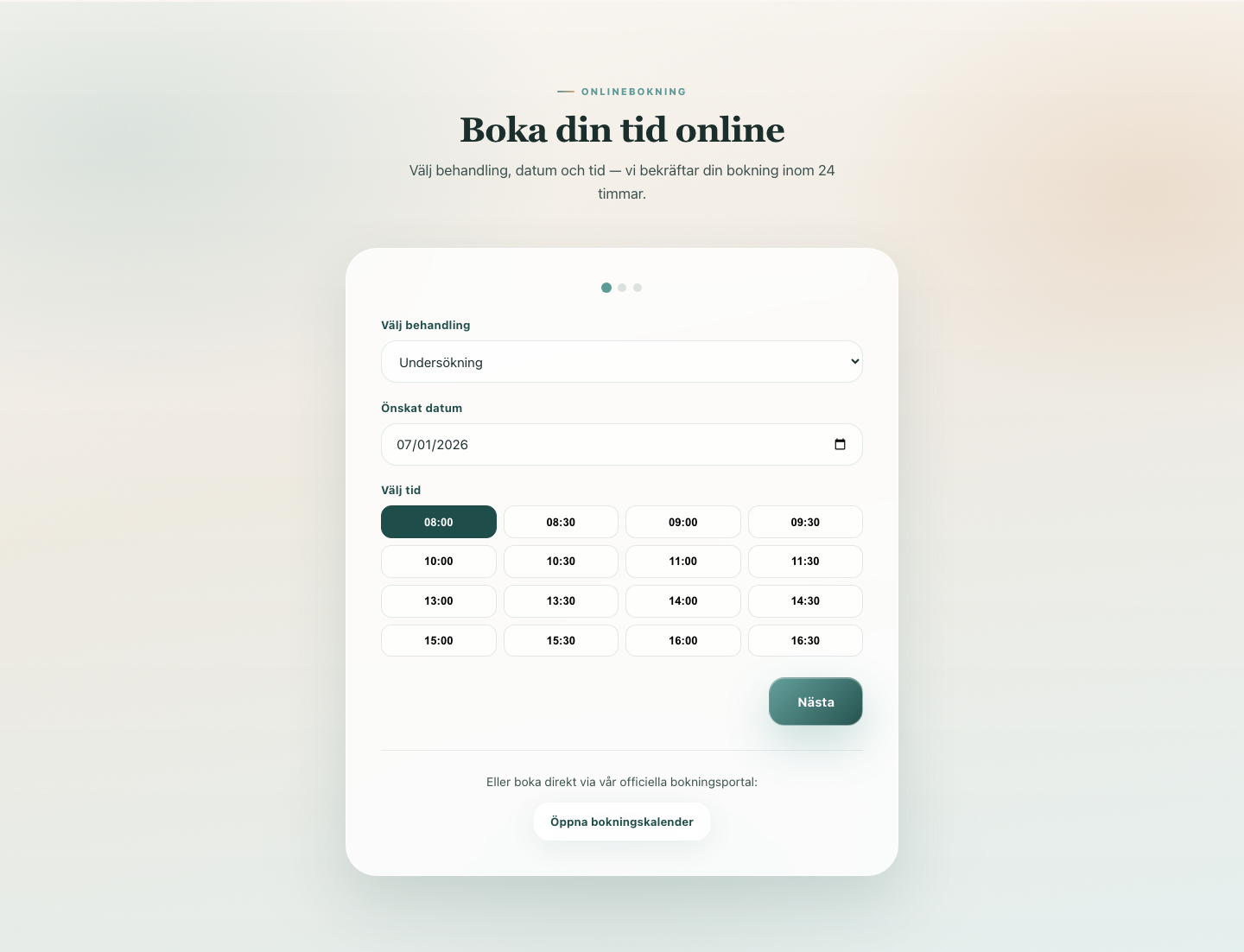 Dental booking desktop 10